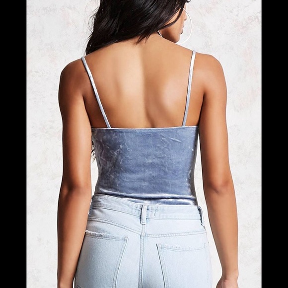 ❌ SOLD Light blue crushed  velvet body suit - Picture 3 of 5